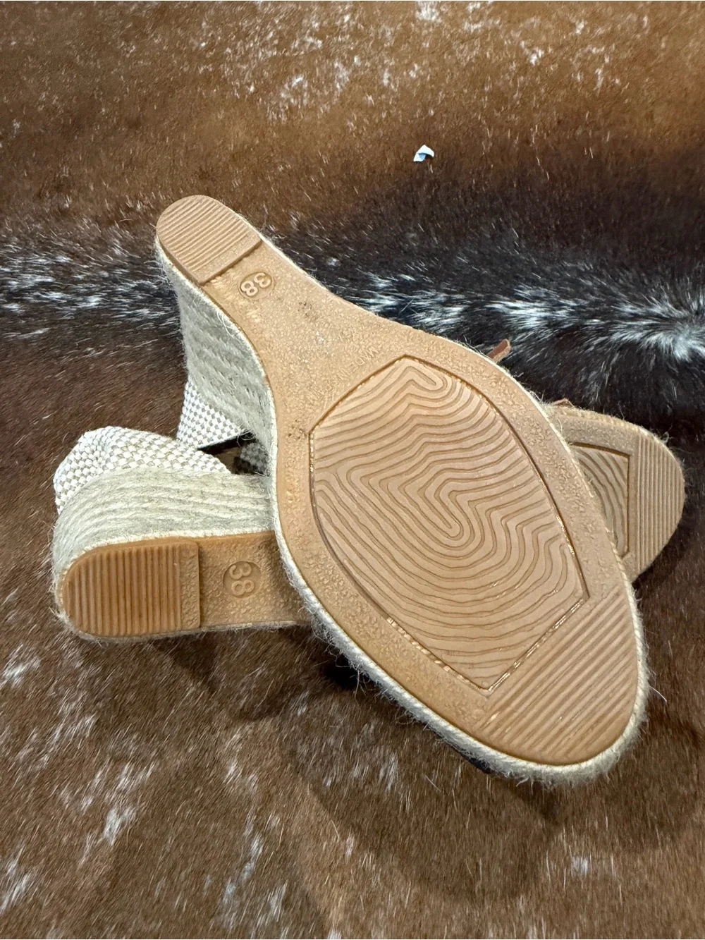 Espeanti Made in Spain Navy Suede Espadrille Wedge Size 38